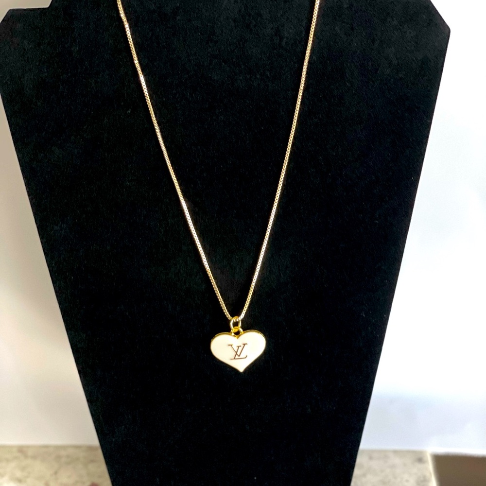 LV pull charm heart on 14K plated chain